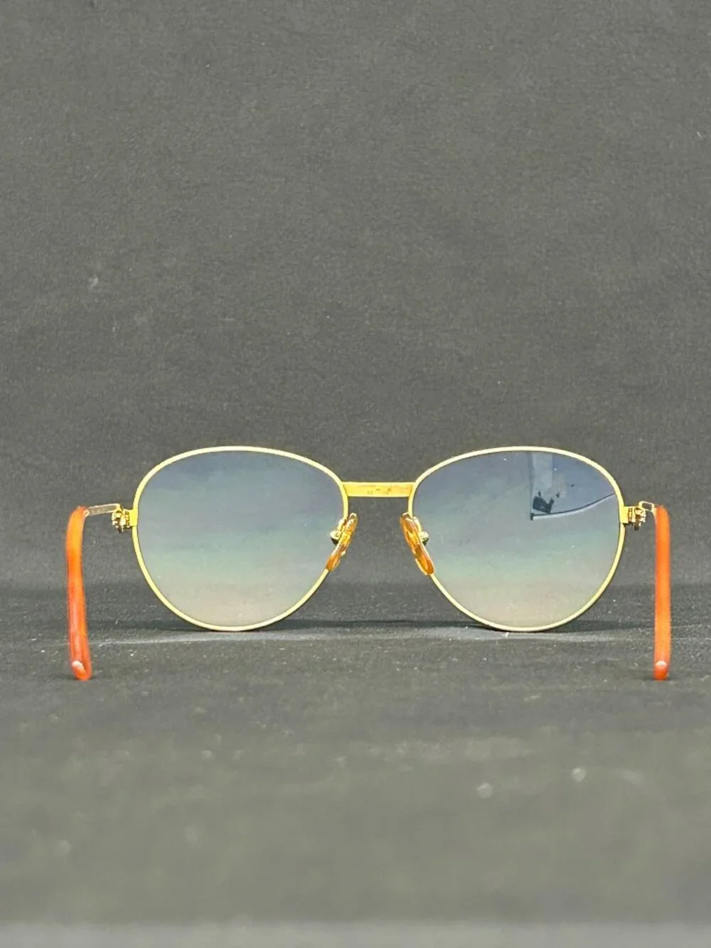Vintage Cartier Sapphire 55 Gold with Custom Diamond Frames Glasses Sunglasses